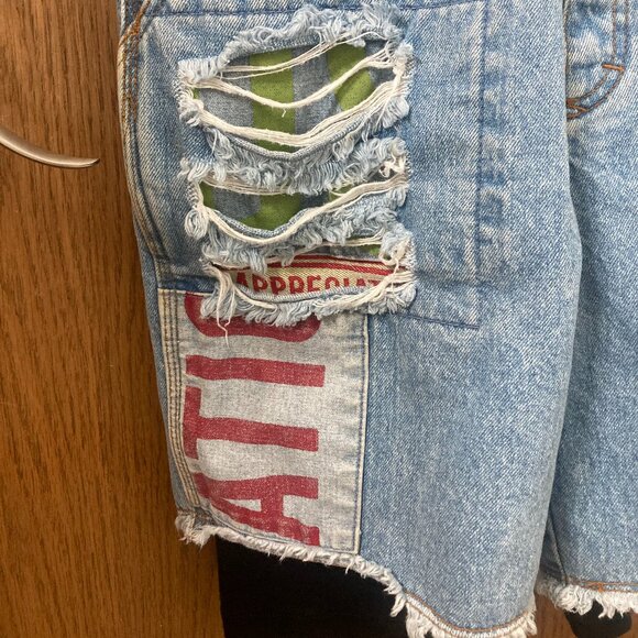 Vintage 90s Unionbay Denim Distressed Short Overalls with Leggings - M - Picture 4 of 9